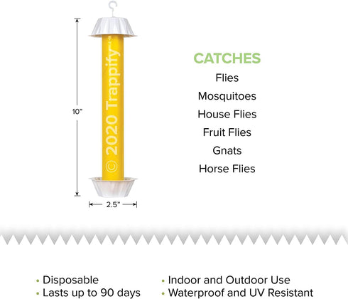 Trappify Hanging Fly Traps Outdoor: Fruit Fly Traps for Indoors | Gnat Traps for House Indoor | Fly Trap Indoor - Disposable Sticky Fly Trap for I...