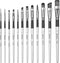 Nicpro 12 PCS Acrylic Paint Brushes Adult Art Paint Brush Set for Watercolor Oil Gouache Face Body Craft Miniatures Painting,Paintbrushes...