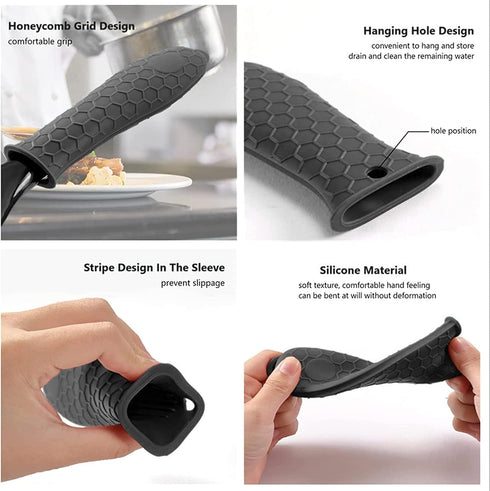 3 Pack Silicone Hot Handle Holders Cover, Assist Pan Handle Sleeve Pot,Non-Slip Pot Holder Sleeve,Frying Pan Casserole Oven Tray Baking Sheets Cas...