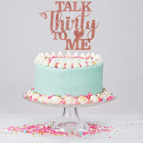 Glitter Talk Thirty to Me Cake Topper Dirty 30 for Happy 30th Birthday Wedding Anniversary Hello 30 Party Decoration Supplies (Rose Gold)...