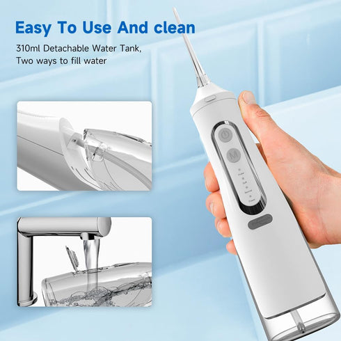 Portable 310ml Dental Floss Picks for Teeth Cleaning,IPX7 Waterproof 4 Modes Irrigate for Oral Care,USB Rechargeable Oral Irrigator for Home and T...