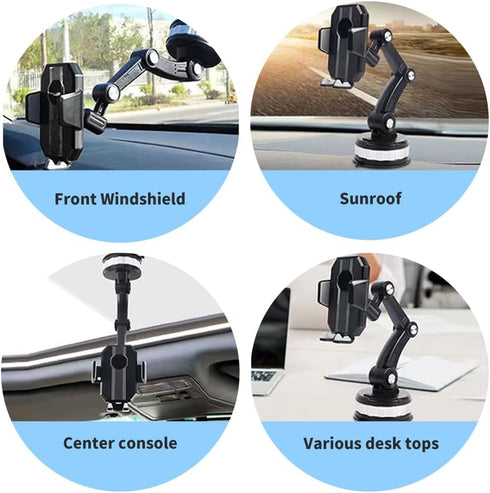 Car Phone Holder Mount, Suction Cup Cell Phone Holder Stand, Universal Dashboard/Windshield/Window Phone Holder One-Button Pop-up Strong Suction C...