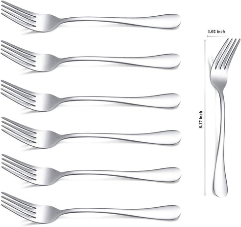 Kyraton Dinner Fork 6 Pieces, Stainless Steel 8.17 Inch Forks Silverware, Table Forks Set of 6...