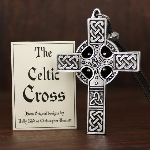 Large Celtic Cross Pendant Necklace - Pewter Irish Jewelry...
