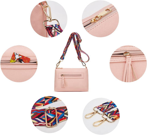Makes Small Crossbody Bags for Women Gifts Shoulder Purses Vegan Leather Handbags with adjustable 2 Guitar Wide Straps...