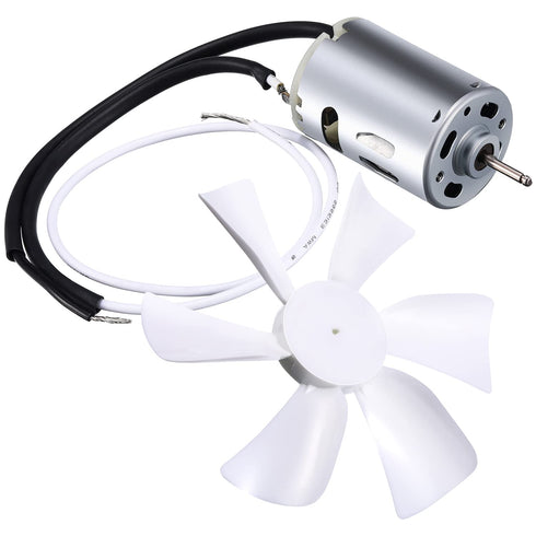 6" Replacement White RV Vent Fan Blade with 12V D-Shaft Motor, Compatible with Heng's, Elixir, Ventline, Jensen...