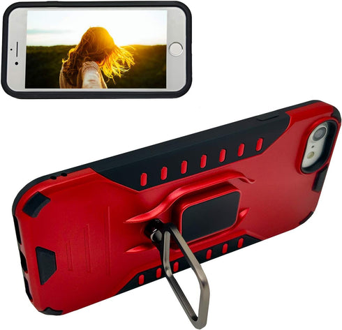 MODOS LOGICOS Case for iPhone SE 2022 / iPhone SE 2020 / iPhone 7 / iPhone 8 4.7”, Dual Layers Protective Case with 360 Metal Rotating Ring Kickst...