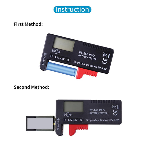 Battery Tester Checker, Digital Display Battery Tester Checker for 9V 1.5V, AA AAA C D Button Cell Batteries Checker, Small Volt Checker for All B...