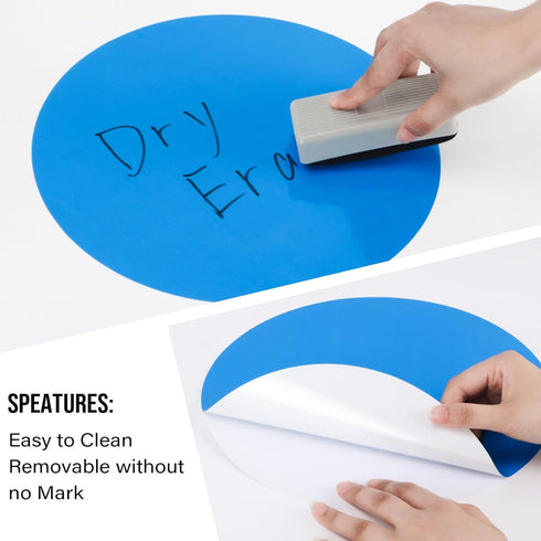 Blue Dry Erase Dots Circles, 24 Pack Removable Dry Erase Wall Decal Spots Set for Classroom, Office, Home Table & Desk...