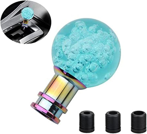 Gear Shift Knob Round Ball Shift Knob Crystal Transparent Bubble Gear Shifter Fit for Universal Manual Atomatic Transmission Vehicles (Blue)...