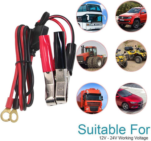 KUNCAN Alligator Clips Battery Terminals - Battery Alligator Clips to O Ring Terminal Harness Wire 2 Pin Lug Cable 16AWG, Eyelet Terminal Harness ...