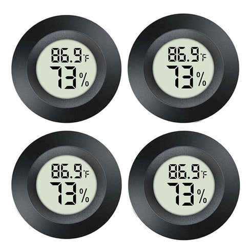 4 Pack Mini Digital Hygrometer Thermometer Gauge, Indoor Outdoor Temperature Humidity Meter for Greenhouse Humidors Incubators Reptile Terrarium J...
