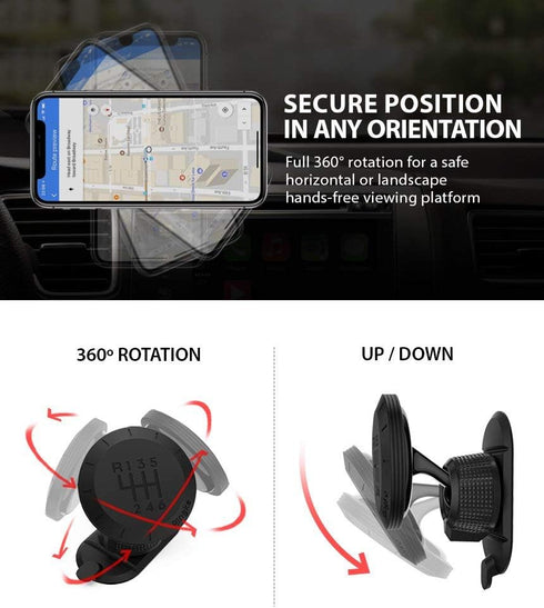Ringke Magnetic Gear Phone Car Holder with Carbon Fiber Pattern Swivel Lock Universal Powerful Neodymium Magnet 360° Rotation Premium Space Saving...