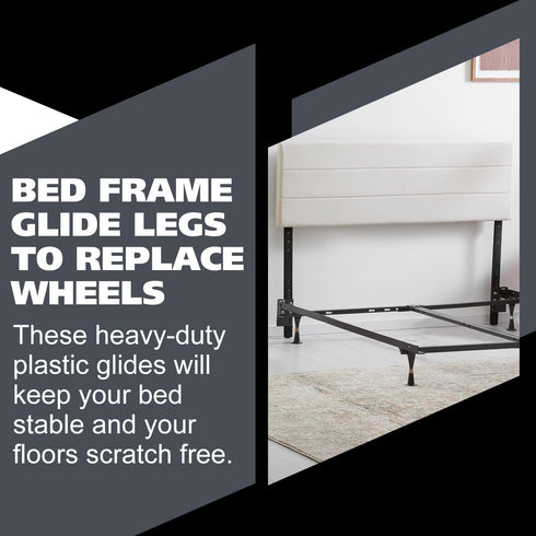 Kings Brand Furniture - Plastic Bed Frame Glide Legs - Bed Frame Leg Feet to Replacement Wheels - Set of 6...