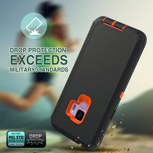 Case for Galaxy S9 Plus, Heavy-Duty Tough Rugged Shockproof Drop Protective Cover Cases for Samsung Galaxy S9 Plus, Black+Orange...