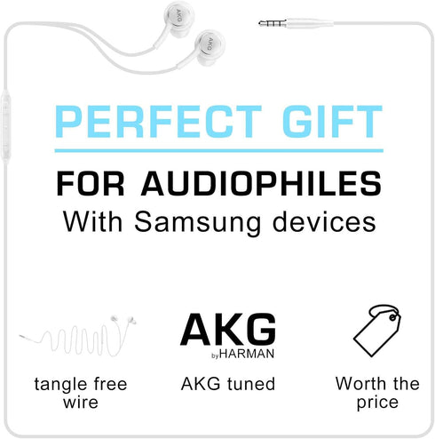 OEM Amazing Stereo Headphones for Samsung Galaxy A12/A13/A22/A23/A32/A33/A52 5G/A53/A72 5G/ White - with Microphone (US Version with Warranty)...
