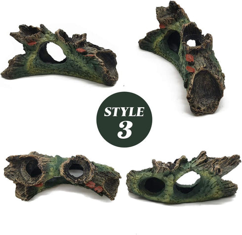 TIHOOD 3PCS Decaying Trunk Aquarium, Betta Fish Ornament, Freshwater Ornament - Resin Aquarium Decoration Log, Fish Tank Wood with Holes and Aquar...