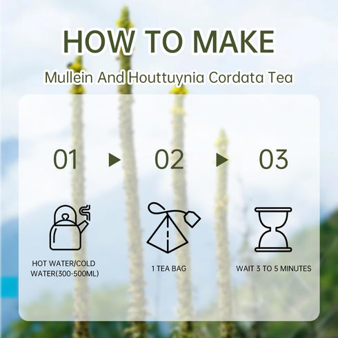 HANFANGLING Mullein And Houttuynia Cordata Herbal Tea -Detox & Respiratory Support?Moisturizing and Nourishing Lung, Natural Herb!20 Tea Bags 60g(...