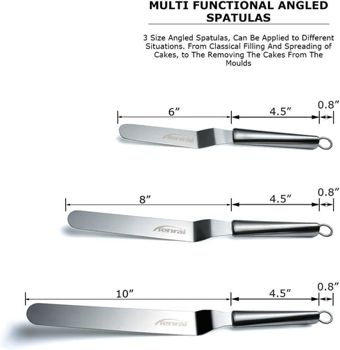 Tenrai Metal Icing Spatula Set Stainless Steel Cake Knife Offset Professional Tool for Decorating Cakes (Length: 6 8 10 Inch, Silver)...