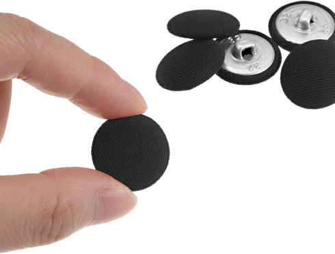 10pcs 32L Fabric Cloth Covered Button 20mm Round Metal Shank Sewing Buttons for Suits Dress Blouses, Black...
