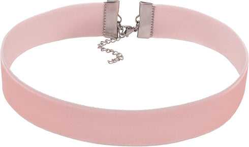 3/4" Pale Pink Velvet Ribbon Gothic Choker Necklace 12-15 Inches, Basic Plain Belt...