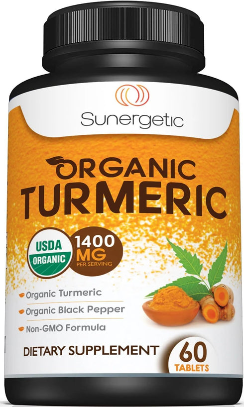USDA Certified Organic Turmeric Supplement – Includes Organic Turmeric & Organic Black Pepper – 1,400mg of Turmeric per Serving - 60 Count (Pack o...