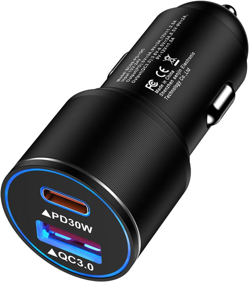 48W USB C Car Charger, All Metal 12V USB Outlet PD & QC 3.0 Fast Charge iPhone Car Charger Adapter Type C Flush Fit Car Plug for iPhone 15 14 13 1...