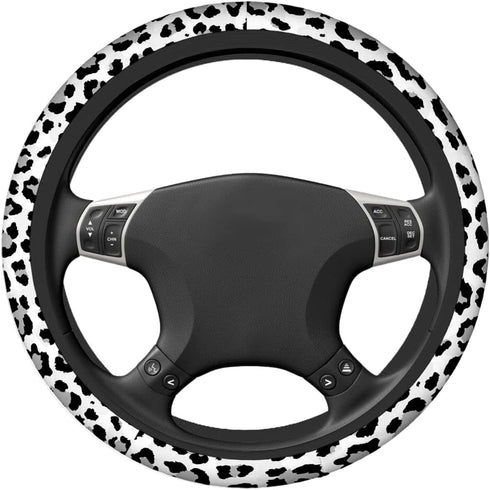 Swono Leopard Print Non-Slip Steering Wheel Cover Wild Animal Snow Leopard Neoprene Car Steering Wheel Covers Grip Automotive Steering Wheel Prote...