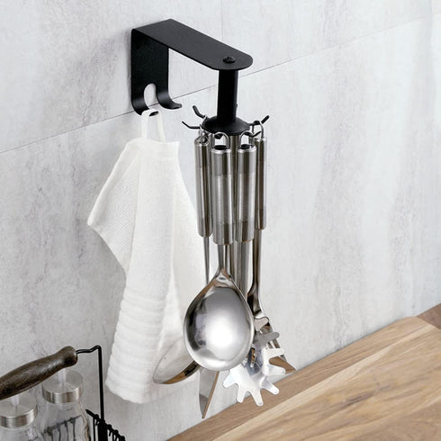 Utensil Hooks, 360 Rotatable Kitchen Utensil Rack Hangers Hooks Stainless Steel Wall Mounted with 10 Hooks for Cabinet Kitchen Bathroom...