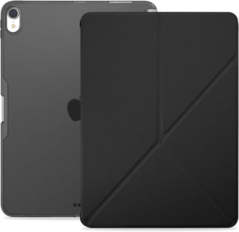 KHOMO Horizontal and Vertical Display Stand Capable Cover for iPad Pro 12.9 Inch Case 3rd Generation (Released 2018) - Dual Origami Series - Black...
