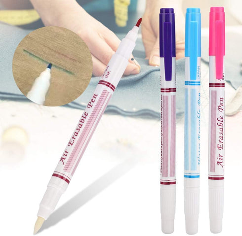 3Pcs Fabric Marker Pen, Double Head Water Erasable Pen for Sewing Art DIY Tracing Embroidery Supplies...