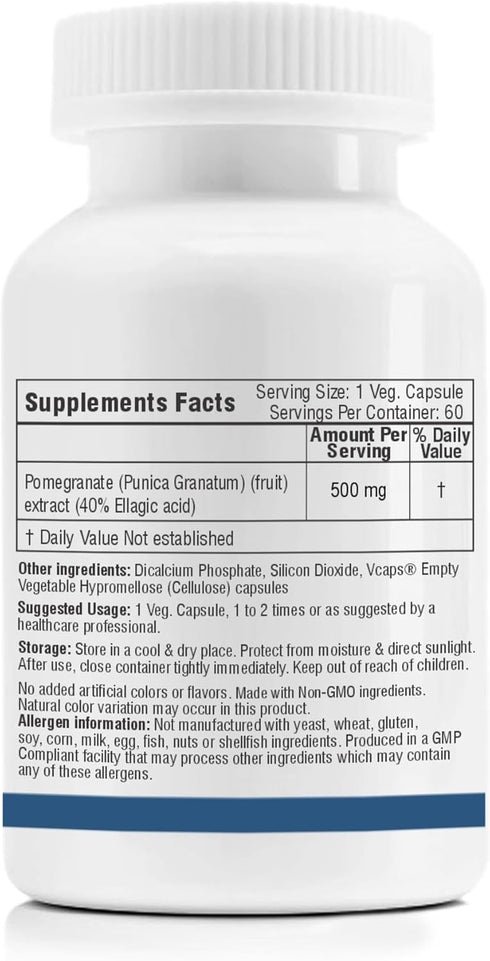 Trexgenics® Pomegranate 500 mg 40% Ellagic Acid, Antioxidant, Skin Health Blood Circulation Support (60 Veg. Capsules)...