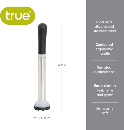True Grind Muddler for Cocktails & Mixed Drinks, Fruits, Spices, Herbs, and Sugar Cubes Crusher, Home Bar Accessories, Bartender Tools, 8.5", Set ...