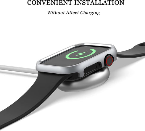 NINKI for Apple Watch 9 Case 45mm Series 8 Series 7 Silver,Aluminium Scratch Resistant Protective Cover for Apple Watch Series 9 45mm Case Metal i...