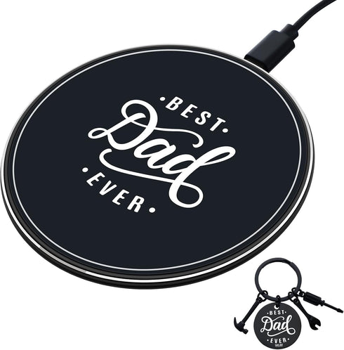 Christmas Father Gift Dad Gift from Son Daughter, Best Dad Ever Gift Included Wireless Phone Charger 15W Wireless Charging Pad Best Dad Ever Keych...