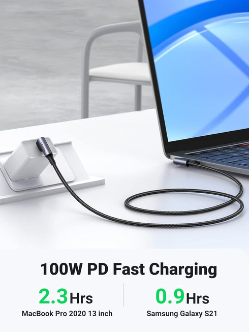 UGREEN 100W USB C to USB C Cable, 90 Degree Type C Cable for iPhone 15/15 Plus/15 Pro/15 Pro Max, MacBook Pro 2022, iPad Pro 2022, Samsung Galaxy ...