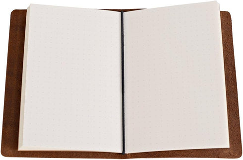 Pocket Travelers Notebook, Refillable Leather Travel Journal for Men & Women, Notebook Cover for Field Notes, Moleskine Small 3.5 x 5.5 Inches, Br...