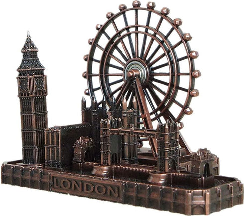 PROW® UK London Bridge London Eye Big Ben Tower Bridge Red Copper Metal Architectural Model Statue,Home Decoration Art Collection Sculpture...