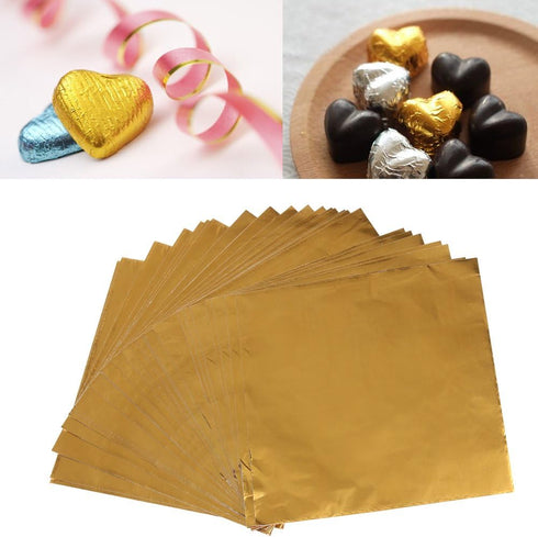 Wowagoga Foil Candy Wrappers - 6x6 Inches Gold Aluminum Foils Paper Chocolate Candy Wrappers for Homemade Candies Gifts Decoration, Pack of 200...