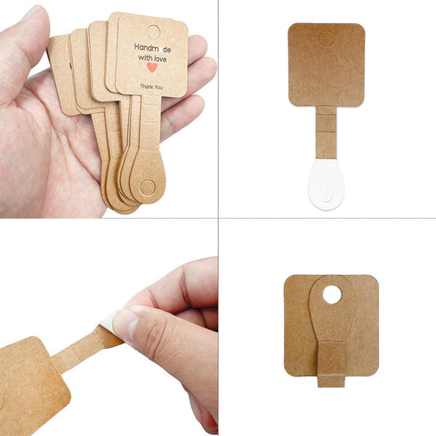 Bracelet Display Cards, 100 Necklace Jewelry Holder Cards Self Adhesive,Jewelry Packaging for Small Business Kraft Paper Cards for Necklaces,Choke...