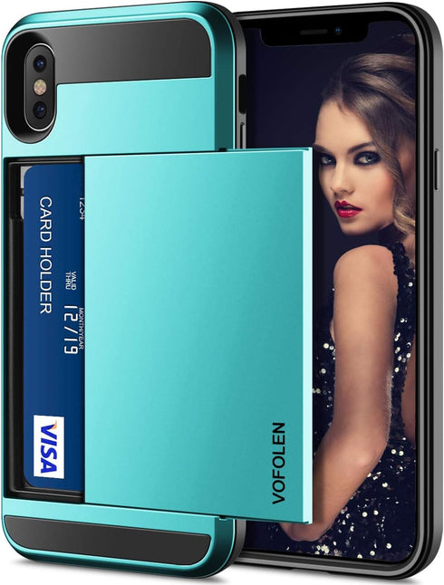 Vofolen Case for iPhone Xs Max Case Wallet Card Holder Sliding Cover Credit Card Slot ID Pocket Dual Layer Protective Hard Shell Hybrid TPU Bumper...