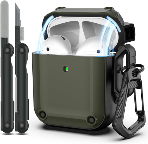 RFUNGUANGO AirPods Case Cover, Military Grade Anti-Fall Soft TPU Shock-Absorbing Protective AirPods 2&1 Generation Case with Keychain and Cleaning...