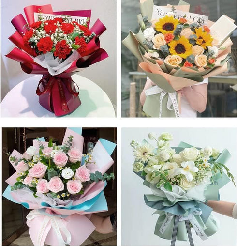 XICHEN 20 Sheets/Double-Sided Colors Flower Wrapping Paper,Waterproof Florist Bouquet Paper,DIY Crafts,Different Double-Sided Colors 58 x 58cm(22....