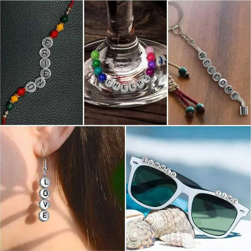 Song Xi 1200pcs Silver Letter Beads for Bracelets, 4x7mm Black Alphabet Beads Friendship Bracelets Jewelry Making Kit for Christmas Gifts...