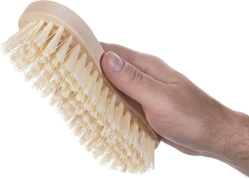 Konex Fiber Economy Utility Cleaning Brush. Heavy Duty Scrub Brush with Wood Handle. (Peanut 2 Pack)...