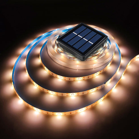 Solar Strip Lights Outdoor LED Outdoor Tape Lights Waterproof 20FT 180LED Rope Cuttable for Wrap Outside Pool Christmas Back Lighting Stair Step (...