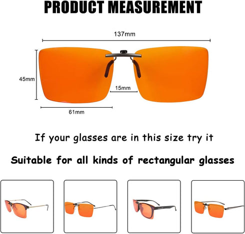 FONHCOO Clip-on Blue Light Blocking Glasses Womens Mens 2 Pack over Prescription Glasses Framless Lens Anti Eyestrain Headaches UV Filter Computer...