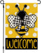CROWNED BEAUTY Summer Bee Garden Flag Polka Dots 12x18 Inch Double Sided for Outside Welcome Burlap Small Seasonal Yard Decoration...