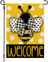 CROWNED BEAUTY Summer Bee Garden Flag Polka Dots 12x18 Inch Double Sided for Outside Welcome Burlap Small Seasonal Yard Decoration...