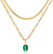 ACECHA Gold Layered Necklaces for Women, 18K Gold Plated Emerald Pendant Rectangle Necklaces for Teen Girls, Layering Choker Necklace Jewelry Gift...